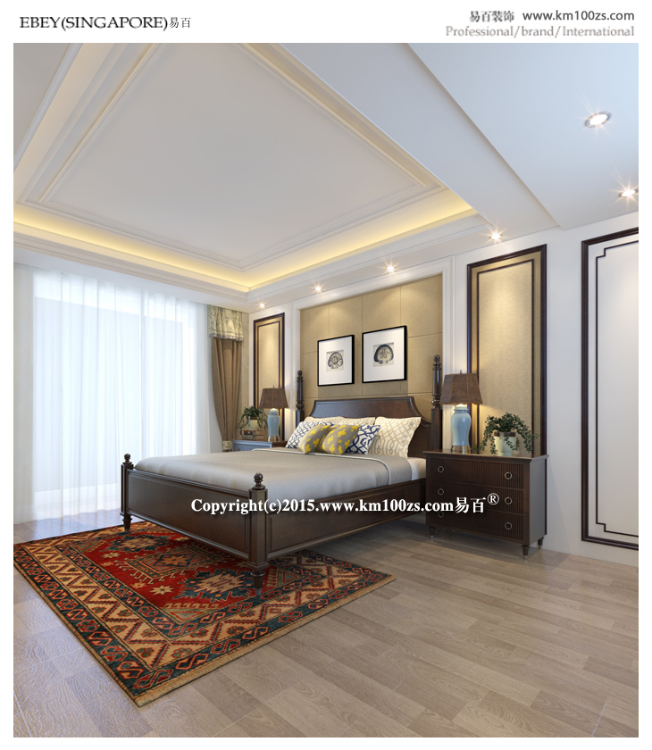 卧室图片来自昆明易百装饰-km100zs在世林国际340平米现代美式风格的分享