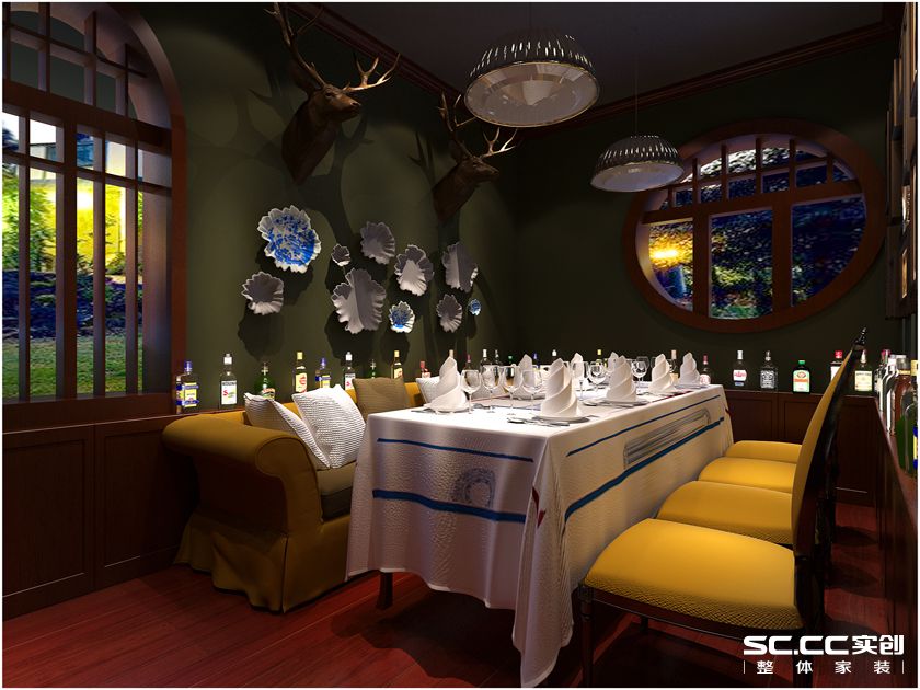 新古典风格 会所装修 餐厅图片来自实创装饰上海公司在130平多彩混搭休闲会所的分享