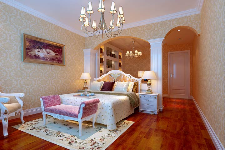欧式风格 三居 富田兴和湾 卧室图片来自张樂在富田兴和湾 三居简欧风格装修的分享