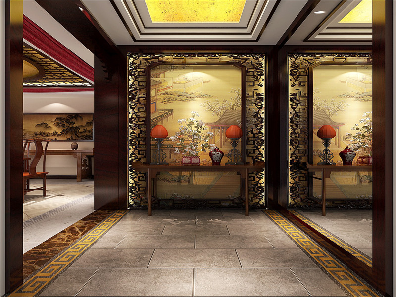 金色漫香苑 中式 五居 小资 客厅 玄关图片来自沙漠雪雨在190平米优雅中式别样风情的分享