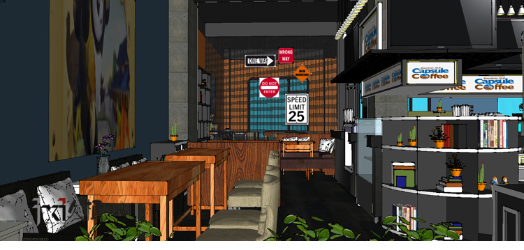 简约 咖啡厅 散台 吧台 地坪漆 浴缸 红酒 其他图片来自久栖设计在高碑店120㎡多功能休闲咖啡厅的分享