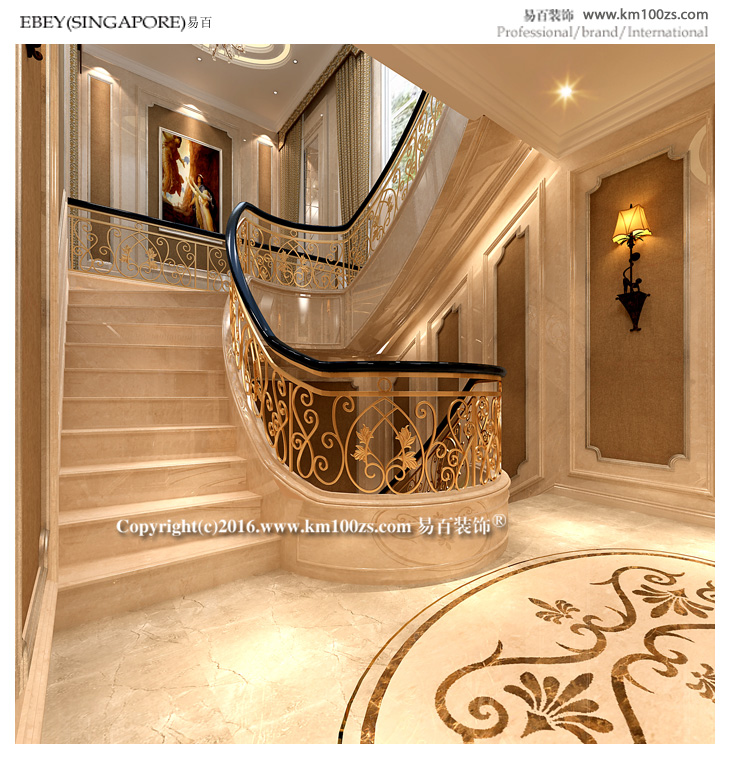 楼梯图片来自昆明易百装饰-km100zs在保利温泉法式别墅—“奢美传奇”的分享