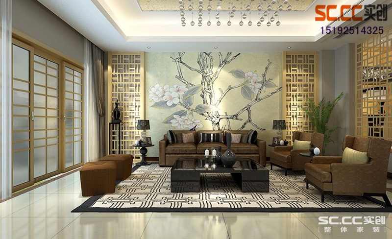 别墅 新中式 实创 卓越 客厅图片来自快乐彩在卓越蔚蓝群岛345平新中式实创的分享