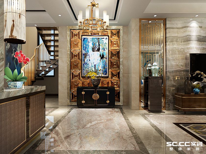 现代奢华 别墅 玄关图片来自实创装饰上海公司在200平别墅现代奢华风格家的分享