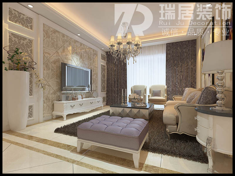 客厅图片来自芜湖瑞居装饰工程有限公司在城市之光简欧风格装修效果图的分享