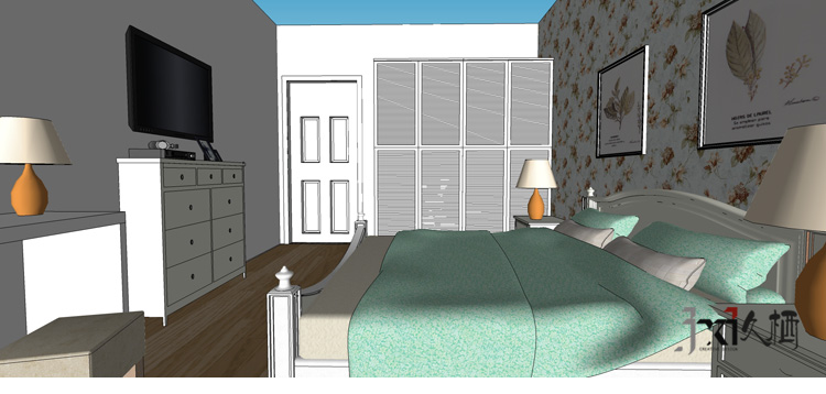 混搭 旧房改造 二居 久栖设计 轻美式 造型墙 卧室图片来自久栖设计在原味清爽美式混搭的分享