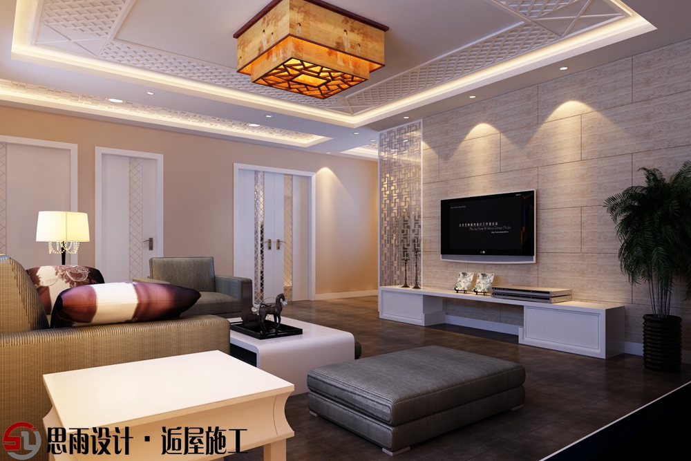 客厅图片来自思雨易居设计-包国俊在《疏影暗香》北京92平米新中式风的分享