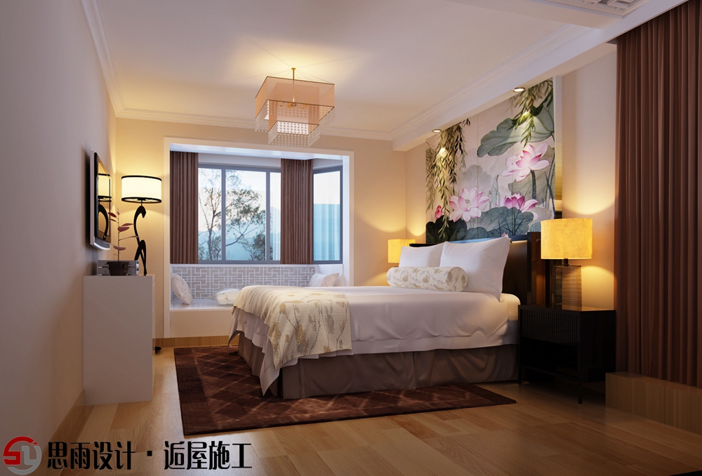 卧室图片来自思雨易居设计-包国俊在《疏影暗香》北京92平米新中式风的分享