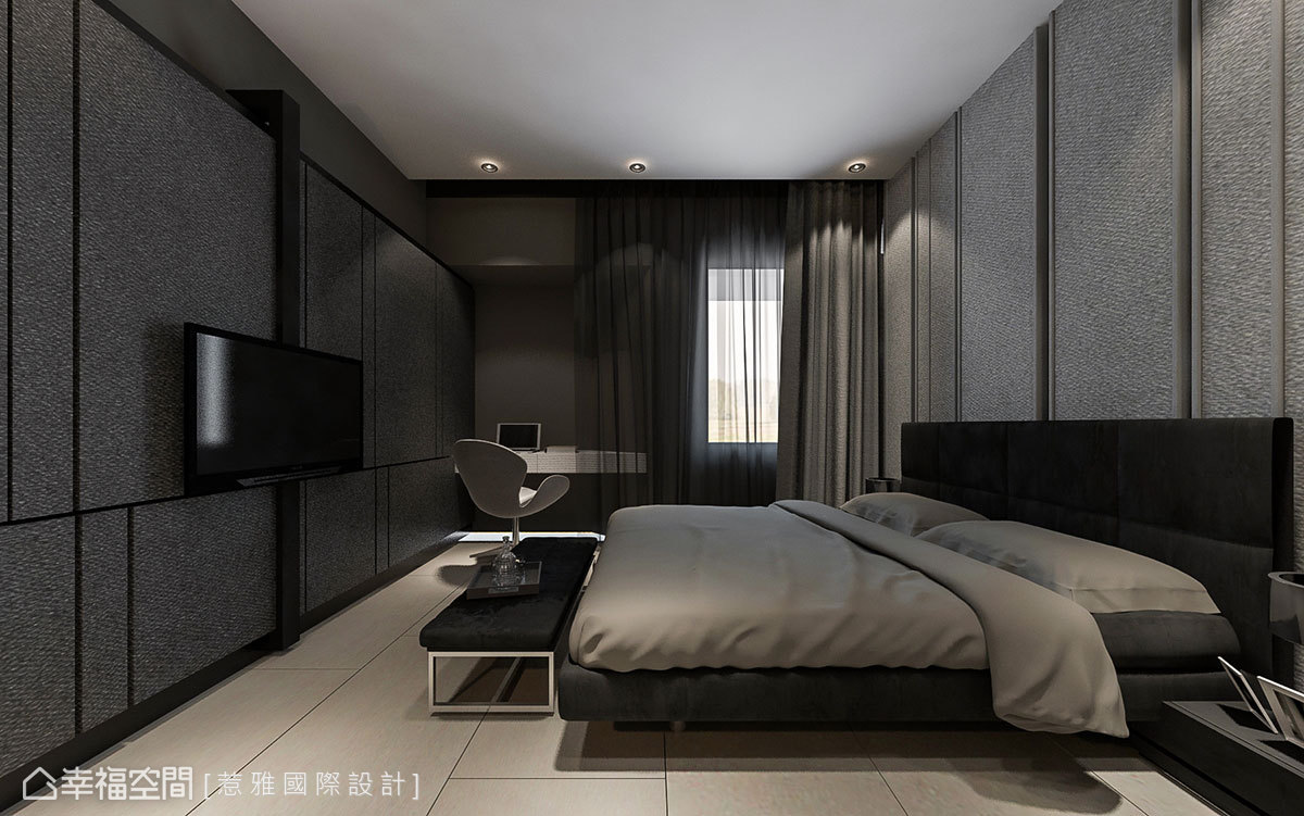 三居 简约 现代 收纳 卧室图片来自幸福空间在165平现代标准格局徜徉雅致之间的分享
