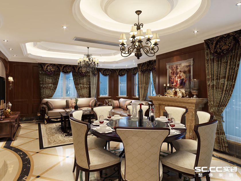 欧式 简约 别墅 餐厅图片来自实创装饰上海公司在190平古典欧式风格主元素美居的分享