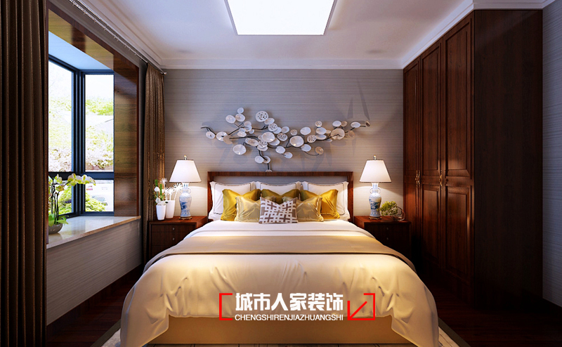 中式 家装公司 装修设计 世纪雅园 户型设计 卧室图片来自太原城市人家装饰在世纪雅园140平米中式设计案例的分享