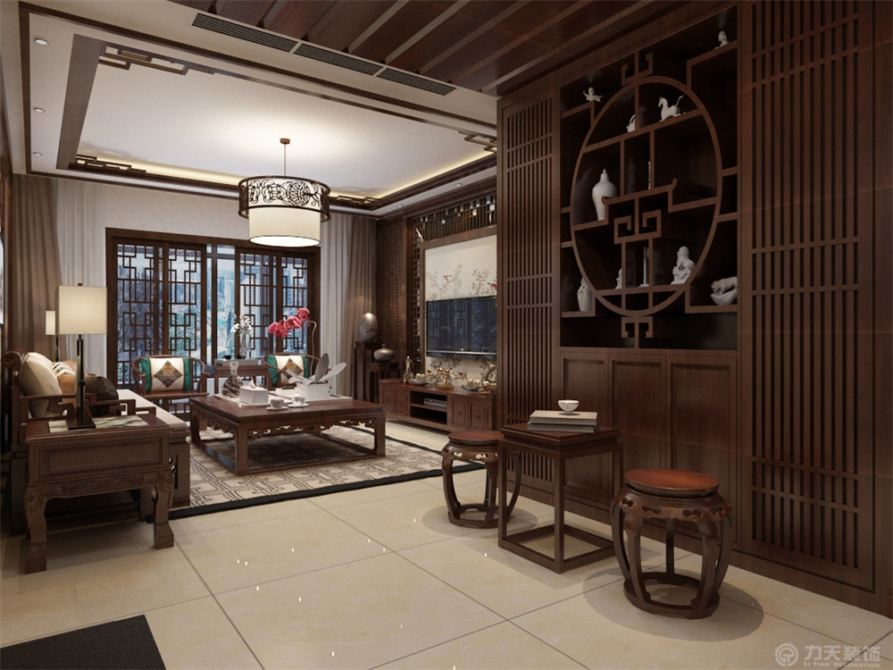 中式 客厅图片来自阳光力天装饰梦想家更爱家在亚泰蓝湾 三室两厅两卫一厨126㎡的分享