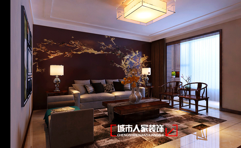 中式 家装公司 装修设计 世纪雅园 户型设计 客厅图片来自太原城市人家装饰在世纪雅园140平米中式设计案例的分享