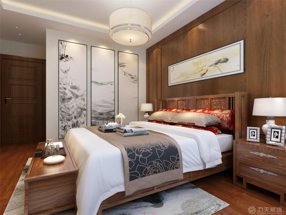 中式 卧室图片来自阳光力天装饰梦想家更爱家在亚泰蓝湾 三室两厅两卫一厨126㎡的分享