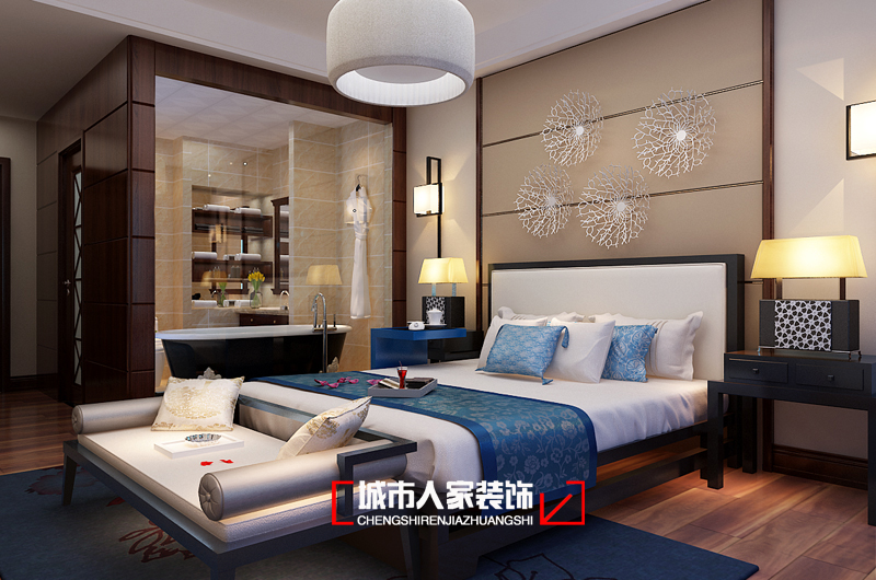 新中式 三居室 家装公司 装修设计 卧室图片来自太原城市人家装饰在光信国信嘉园169平米中式装修的分享