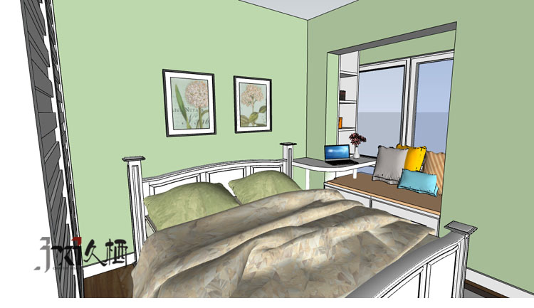 田园 旧房改造 小户型 久栖设计 一居 混搭 卧室图片来自久栖设计在40㎡田园精致小户型的分享