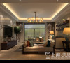 郑州正商城140平米四室两厅新中式风格装修案列——客厅全景效果图