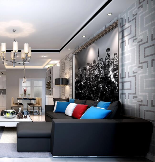 三居 简约 佳园装饰 设计案例 现代风格 客厅图片来自佳园装饰在未来方舟156平米现代黑白灰案例的分享