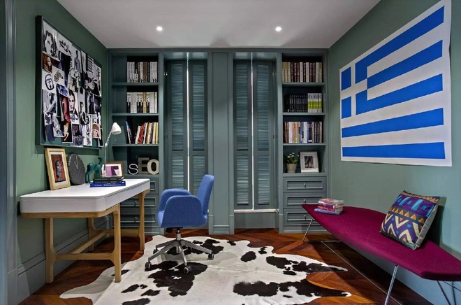 混搭 三居 白领 旧房改造 实创装饰 130平米混 书房图片来自上海实创-装修设计效果图在130平混搭风，个性张扬色彩公寓的分享