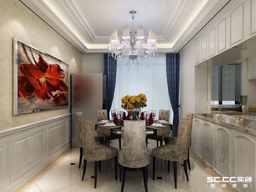 简约 欧式 三居 恒盛豪庭 餐厅图片来自实创装饰上海公司在136平恒盛豪庭三居室简欧风格的分享