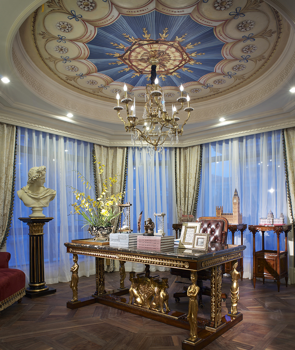 欧式 别墅 法式 高贵 典雅 书房图片来自天津别墅室内装修在红磡领事郡－法式的分享