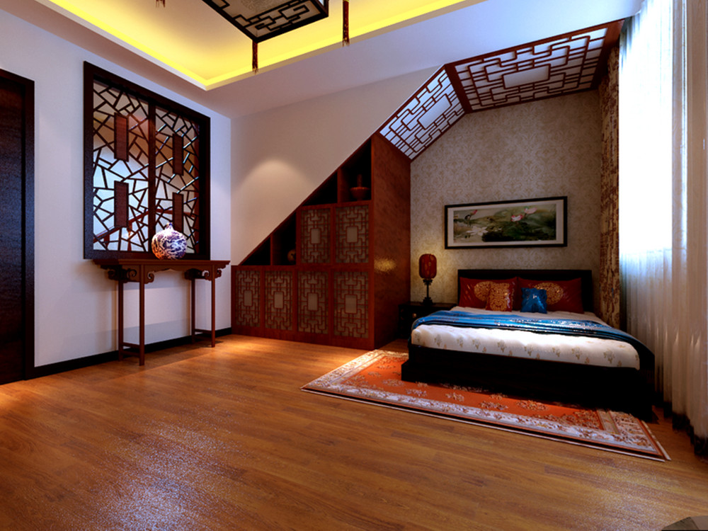 卧室图片来自传承正能量在中式古典-260平米五居室装修设计的分享