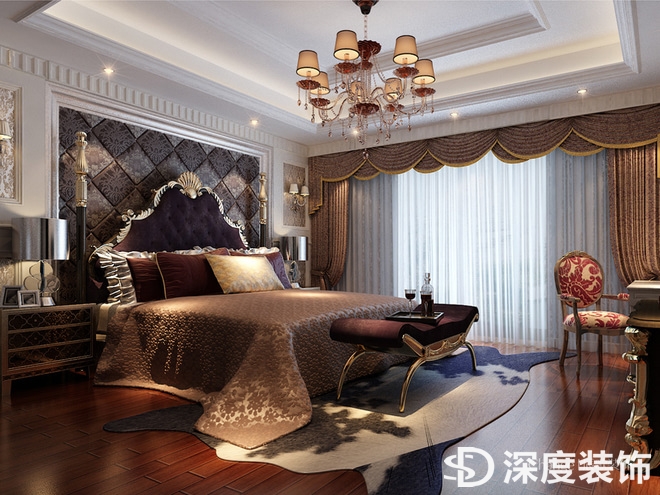 欧式风格 欧式 名流公馆 深度装饰 卧室图片来自武汉深度装饰设计工程有限公司在名流公馆139平欧式古典风格的分享