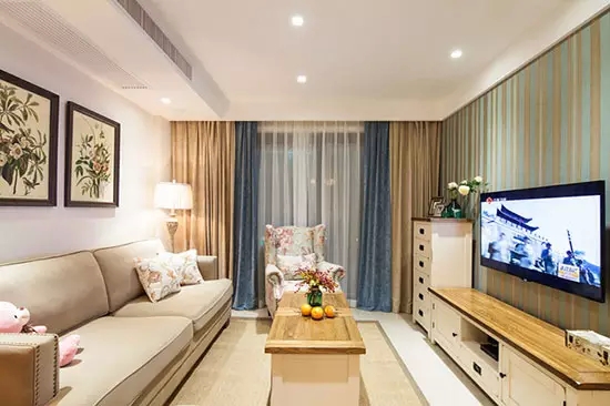 简约 美式 二居 旧房改造 客厅图片来自实创装饰上海公司在77㎡绝美田园风的分享
