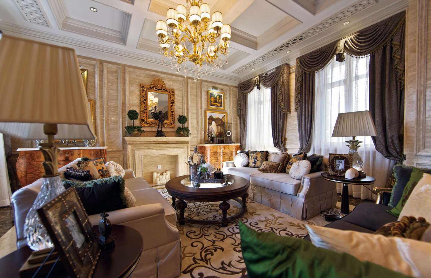 欧式 别墅 客厅图片来自张勇高级室内设计师在中海尚湖世家的分享