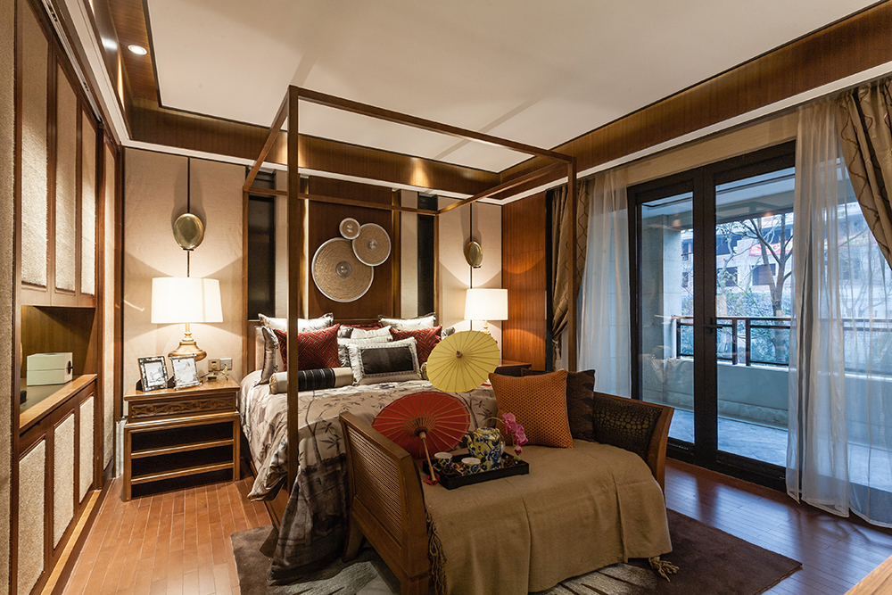 东南亚 别墅 天然材质 原木 亚麻 卧室图片来自天津别墅室内装修在中信珺台-东南亚的分享