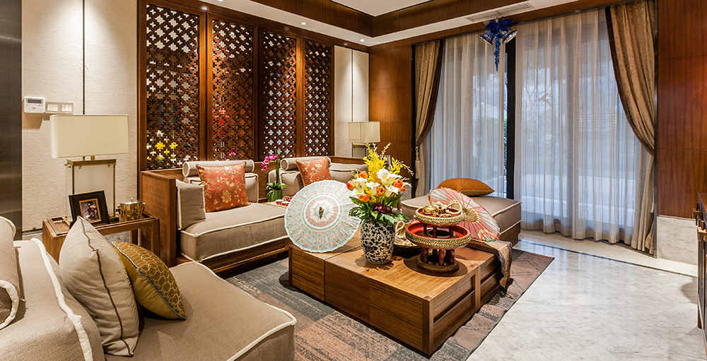 东南亚 别墅 天然材质 原木 亚麻 客厅图片来自天津别墅室内装修在中信珺台-东南亚的分享