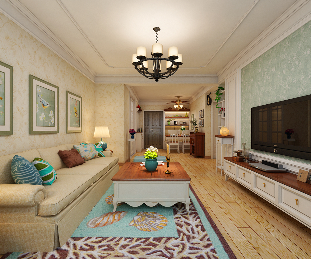 二居 美式风格 客厅图片来自乐豪斯装饰张洪博在天海誉天下两室装修效果图的分享
