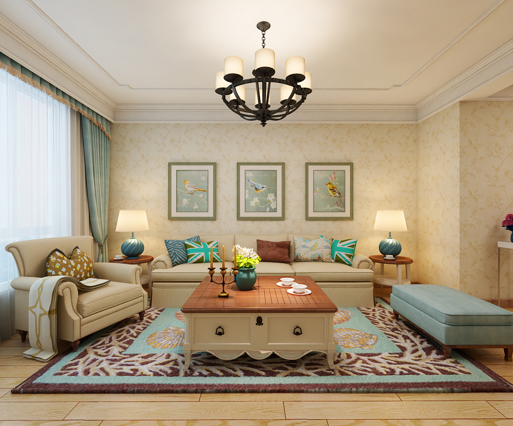 二居 美式风格 客厅图片来自乐豪斯装饰张洪博在天海誉天下两室装修效果图的分享