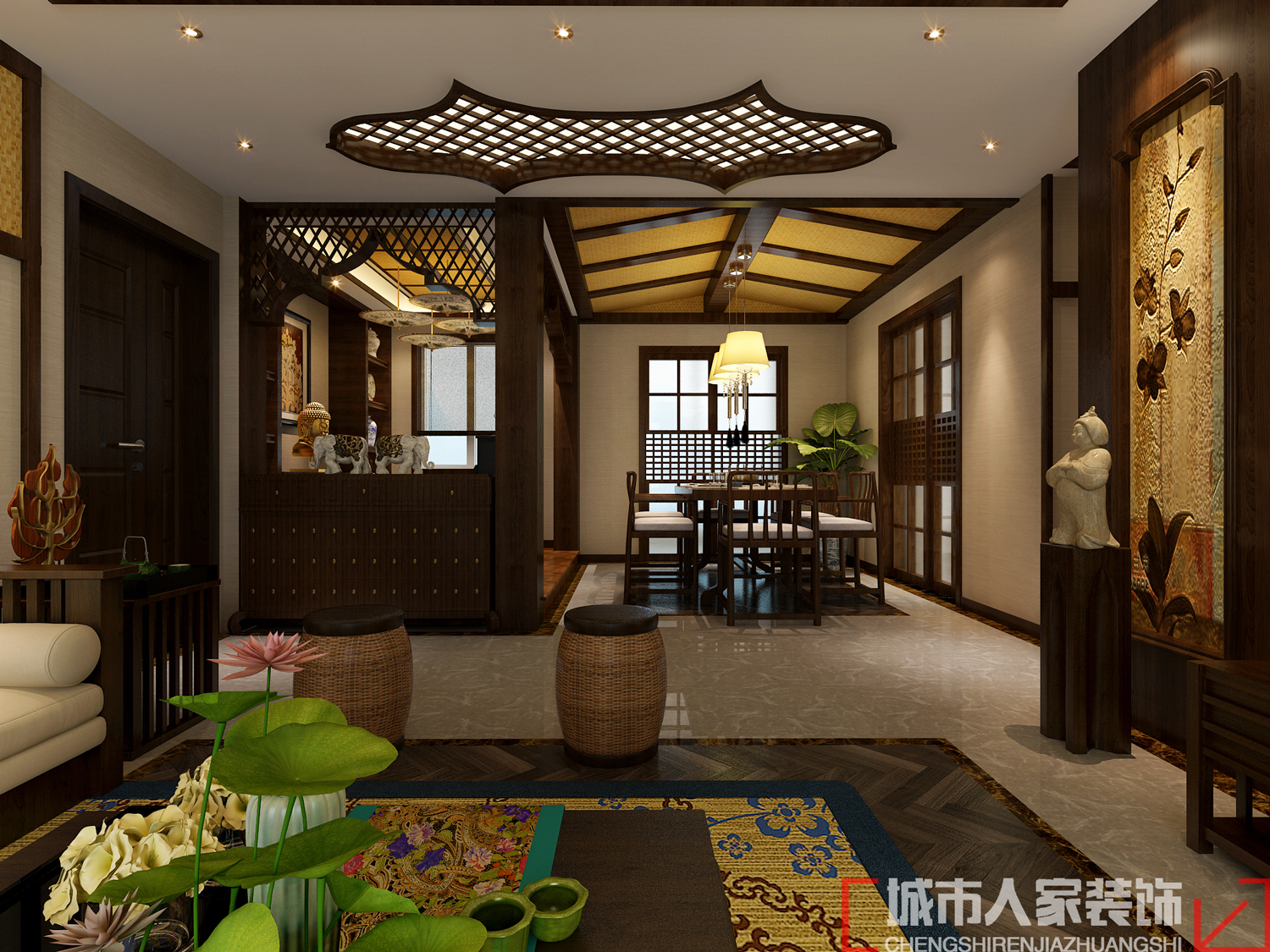 四居室 东南亚风格 设计方案 客厅图片来自用户2619770137在西安城市人家四居室东南亚风格的分享
