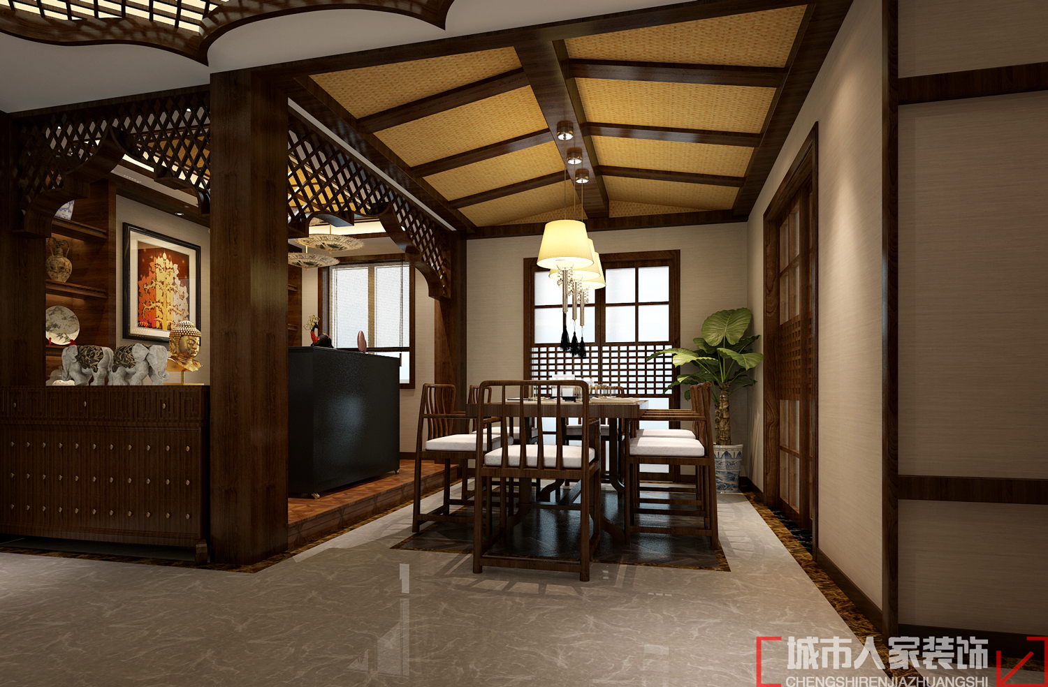 四居室 东南亚风格 设计方案 餐厅图片来自用户2619770137在西安城市人家四居室东南亚风格的分享