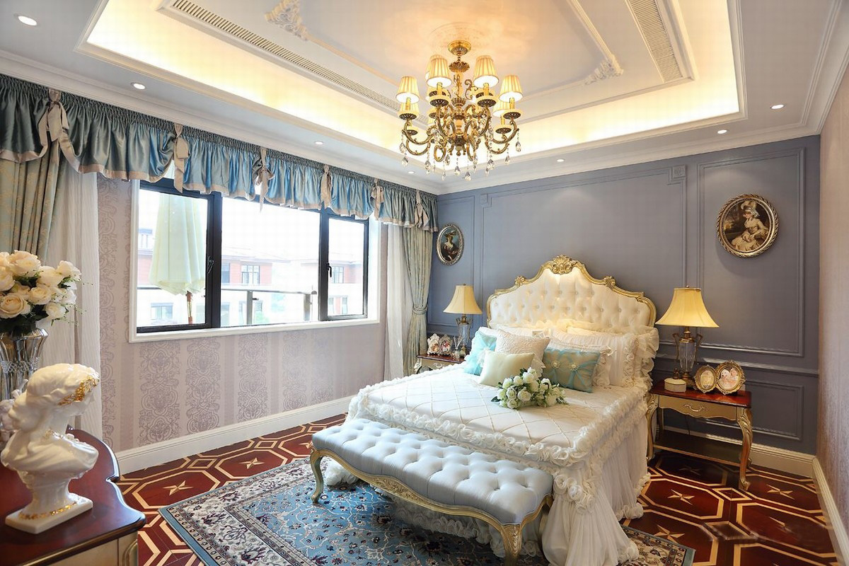 简约 法式 别墅 白领 小资 千章墅 卧室图片来自一道伍禾装饰设计师杨洋在法式异域蓝色风情千章墅的分享