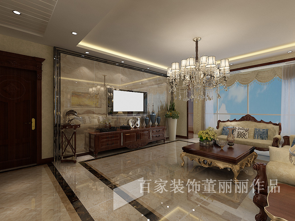 美式 三居 金地长青湾 客厅图片来自百家设计小刘在金地长青湾143平美式风格的分享