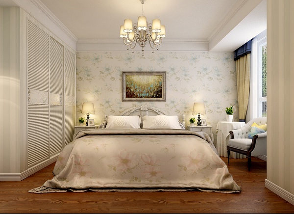 欧美风格 祈福尚都 130平方 三室 卧室图片来自艺尚设计在祈福尚都装修130平方的分享