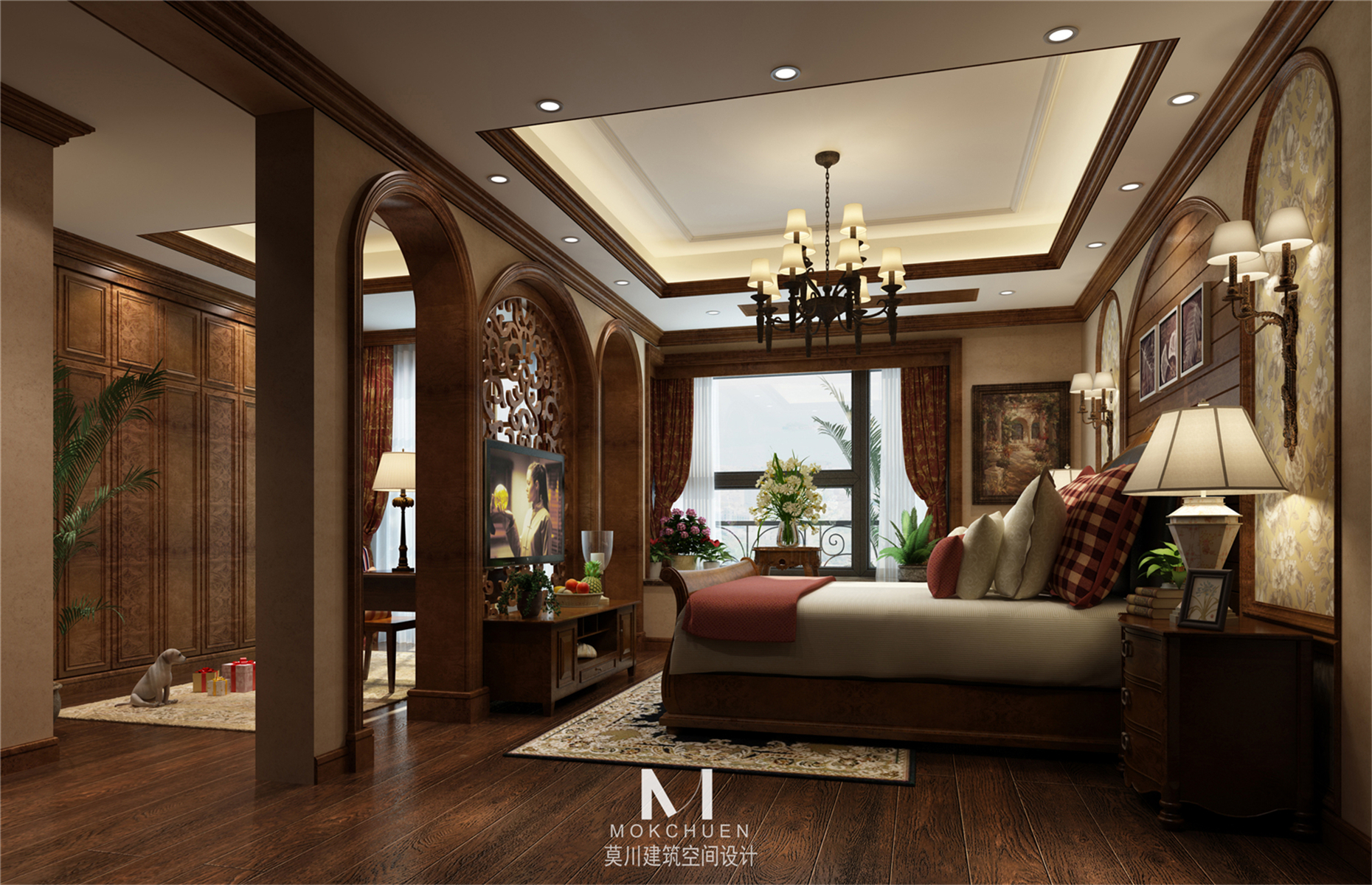 别墅设计 美式风格 堂皇磅礴 卧室图片来自莫川王远在曦城一期-美式风格的分享