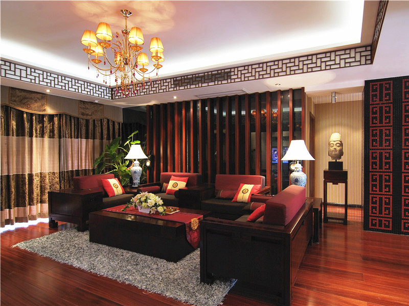 中式 四室 客厅图片来自武汉生活家在188平 新中式样板房的分享