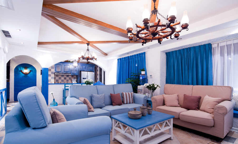 地中海 大海 风情 蓝色 客厅图片来自一号家居网成都站在鹭湖宫的分享