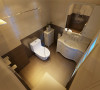 卫生间采用AB版铺贴的方式为主，采用跟沙发一个材质的皮纹砖为主，显得略微的与众不同。