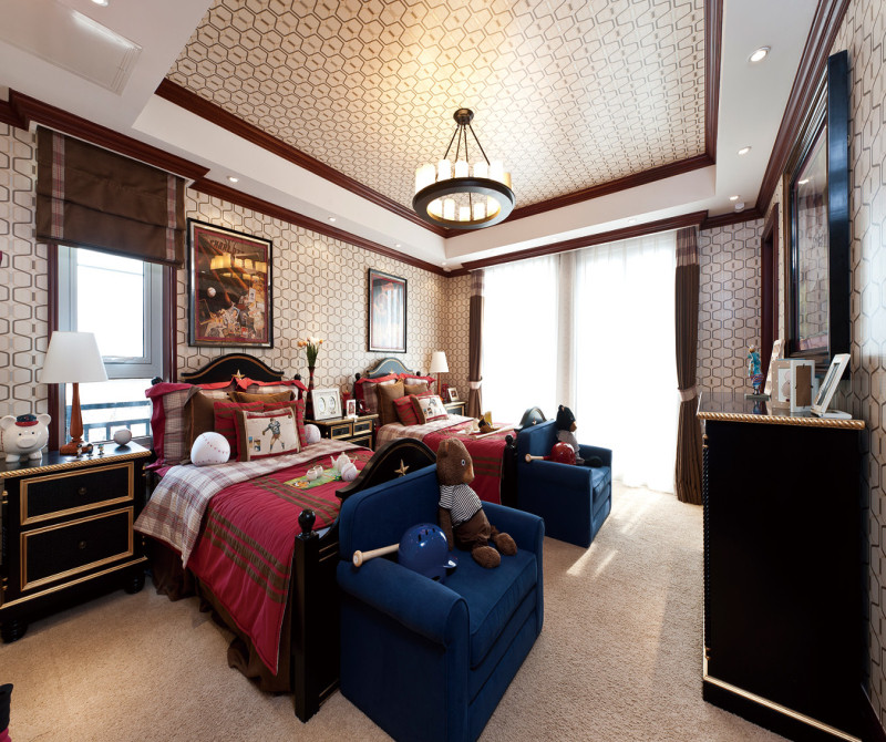 别墅 美式 80后 卧室图片来自成都V2装饰在万科五龙山-舒适美式别墅的分享