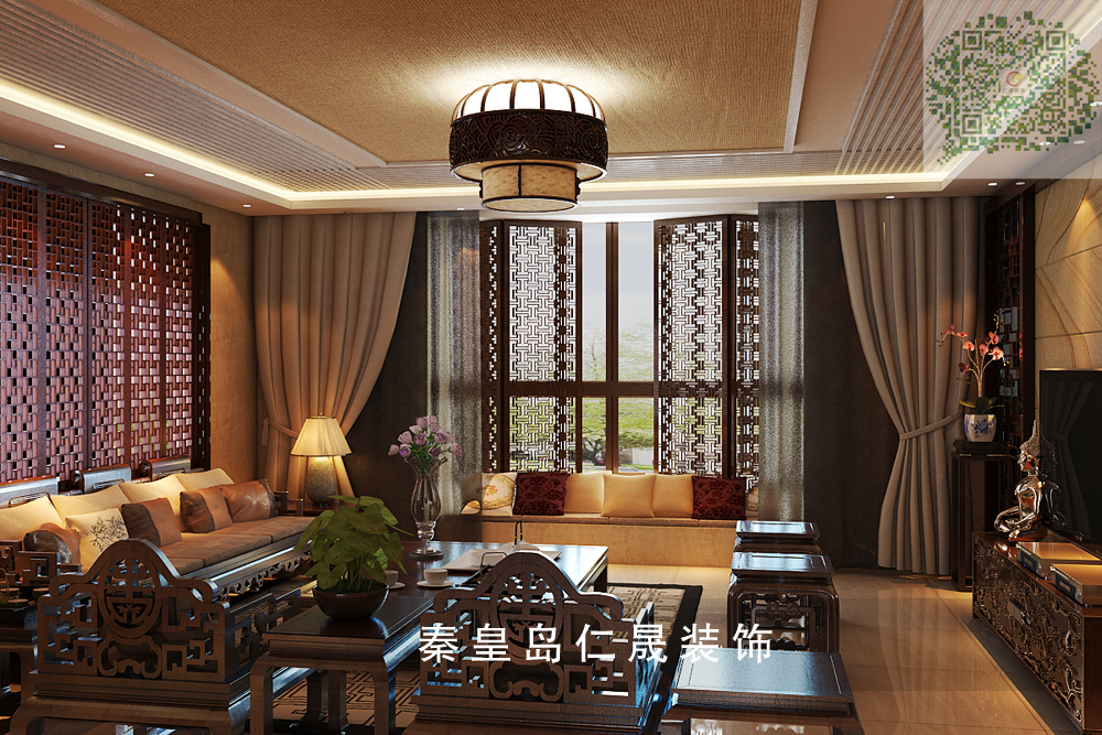 客厅图片来自秦皇岛仁晟装饰在中式风格大平层效果图的分享