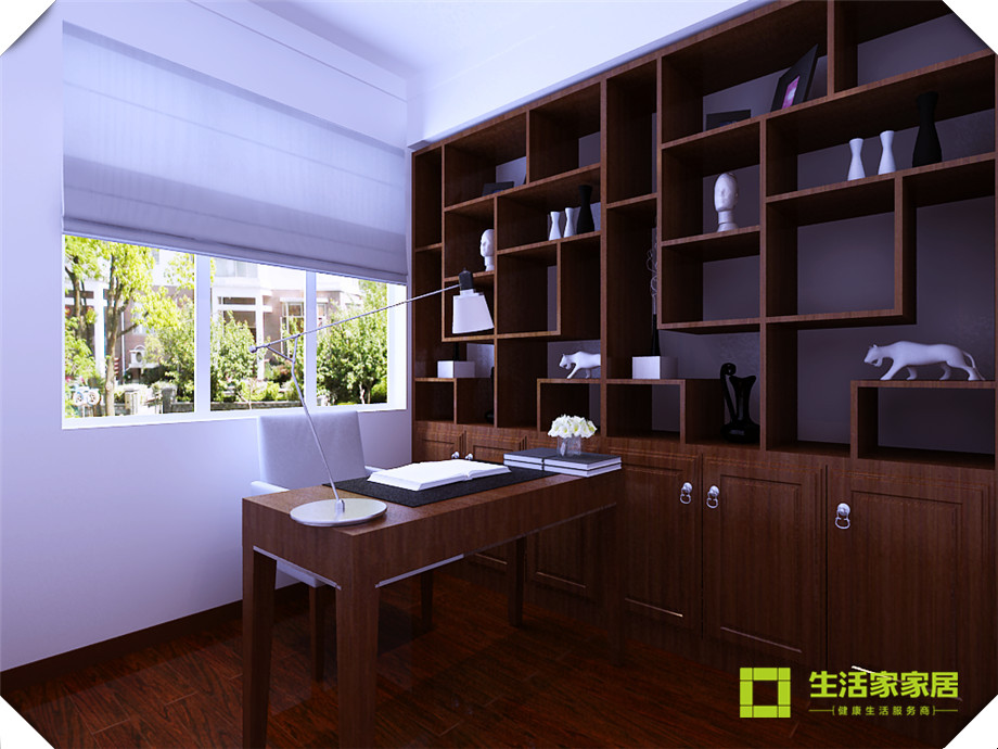 新中式 二居 白领 旧房改造 小资 收纳 书房图片来自天津生活家健康整体家装在北宁湾新中式效果的分享