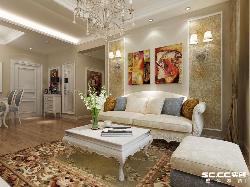 三居 实创 中海 欧式 客厅图片来自快乐彩在中海国际社区欧式风三居室装修的分享