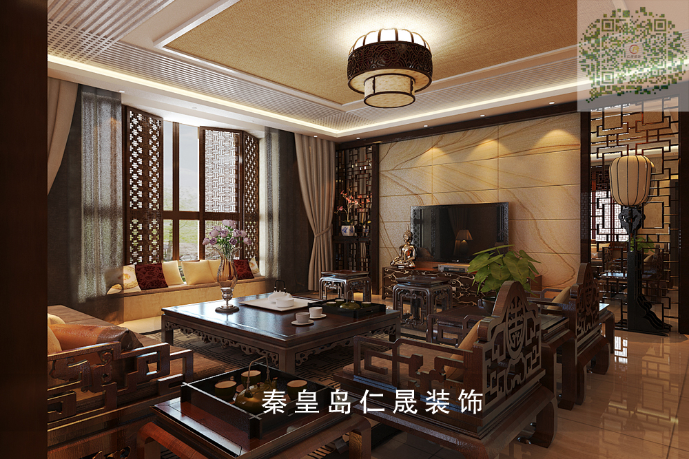 客厅图片来自秦皇岛仁晟装饰在中式风格大平层效果图的分享