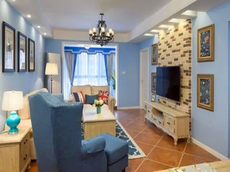 混搭 三居 美式 地中海 收纳 旧房改造 客厅 客厅图片来自沙漠雪雨在110平米美式混搭淡蓝色三居室的分享
