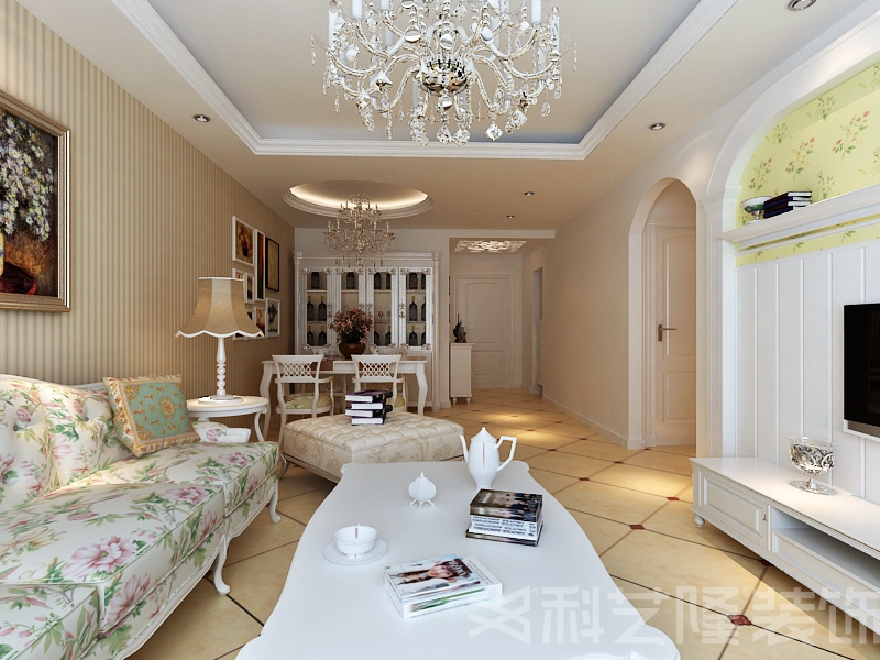 客厅图片来自天津科艺隆装饰在宸欣家园-100㎡-欧式田园风格的分享