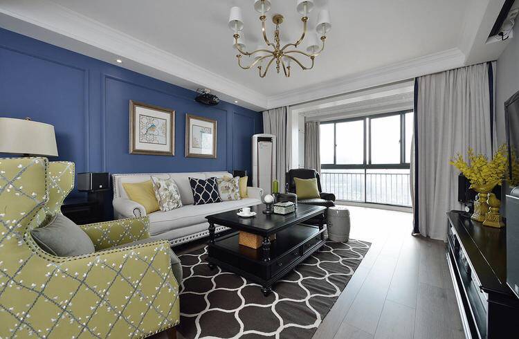 三居 简约 美式 现代 湛蓝 客厅图片来自装修早知道-在湛蓝美镜-现代美式的分享